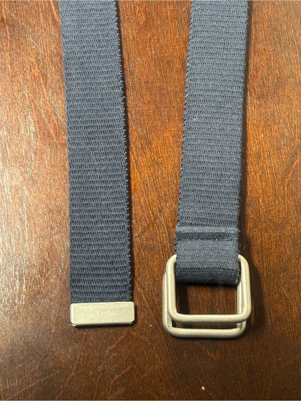 Source Unknown Men's Canvas Belt in Dark Blue with Silver Buckle